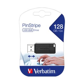 USB 2.0 Stick 128GB Pin Stripe, schwarz