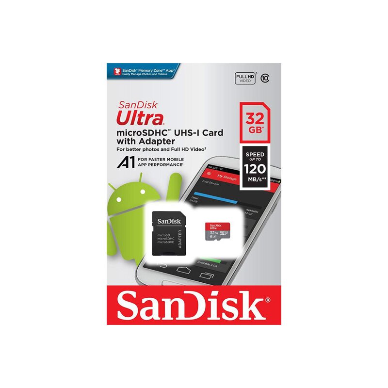 SanDisk Ultra 32GB microSDHC Class 10 Grey, Red - Image 2