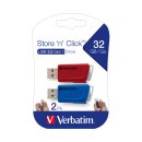 USB 3.2 Stick 32GB, StorenClick, rot-blau