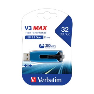 USB 3.2 Stick 32GB, V3 MAX, blau-schwarz