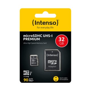 microSDHC Card 32GB, Premium, Class 10, U1 + SD-Adapter