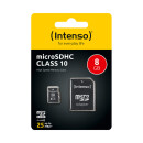 microSDHC Card 8GB, Class 10 + SD-Adapter