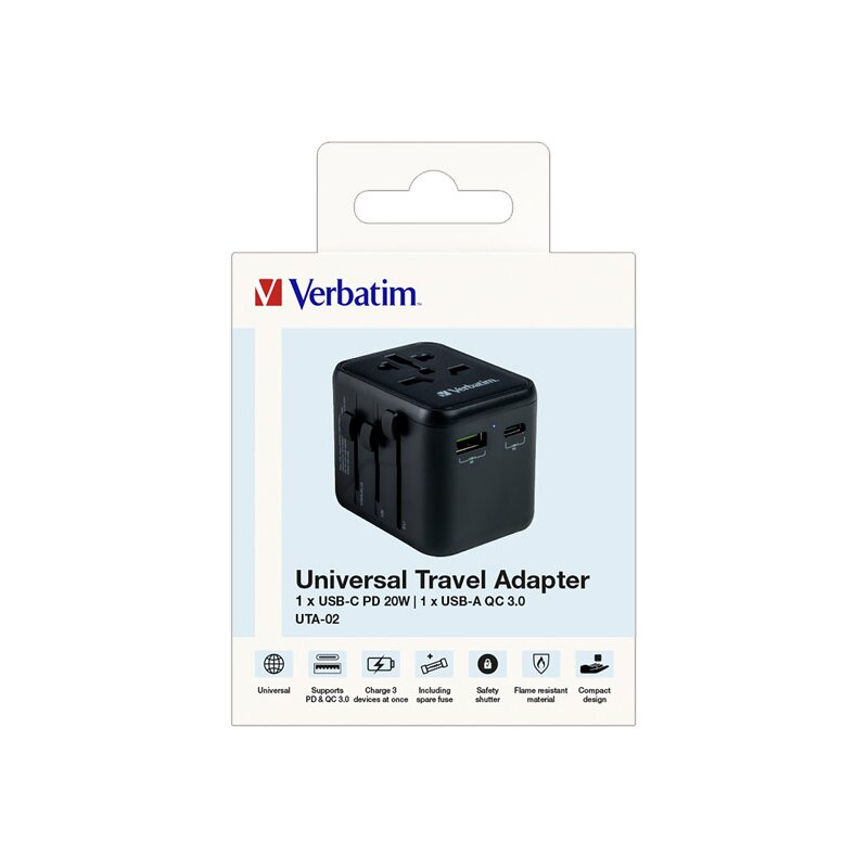 Ladeadapter, Universal Travel, UTA-02, schwarz