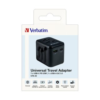 Ladeadapter, Universal Travel, UTA-02, schwarz