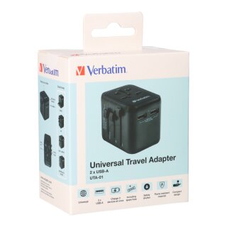 Ladeadapter, Universal Travel, UTA-01, schwarz