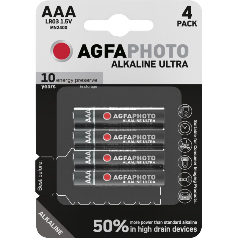 Agfaphoto Batterie Alkaline Ultra Aaa 1.5V 4Er Blister