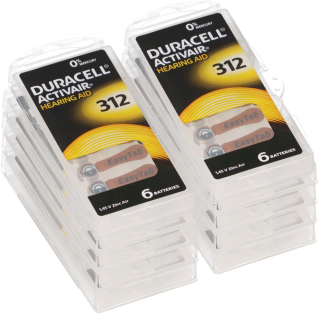 60x Duracell Hörgerätebatterie DA312 Zn 1,4V Hearing Aid