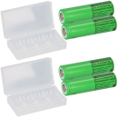 4x LG INR18650-MJ1 3,7V 3500mAh 10A unprotected flat Top + 2x Akkubox