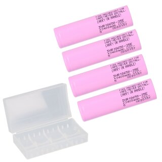 4x Samsung INR 18650 35E 3,7V 3500mAh + Akku Schutzbox