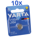 10x Varta Knopfzelle Electronics V 10 GA Alkaline 1,5 V...