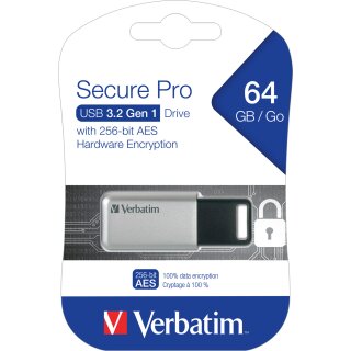 Verbatim USB 3.0 Stick 64GB, Secure Pro, Silber