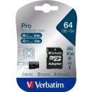 Verbatim microSDXC-Card 64GB, PRO, U3, UHS-I, 4K UHD