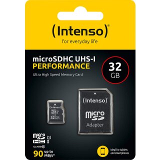 Intenso microSDHC Card 32GB, Performance, Class 10, U1