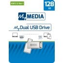 MyMedia USB 3.2 OTG Stick 128GB, Typ A-C, My Dual, silber