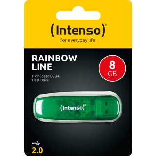 Intenso USB 2.0 Stick  8GB, Rainbow Line, grün