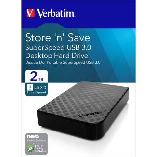 Verbatim Festplatte 2TB, USB 3.0, 8.89cm (3.5), schwarz