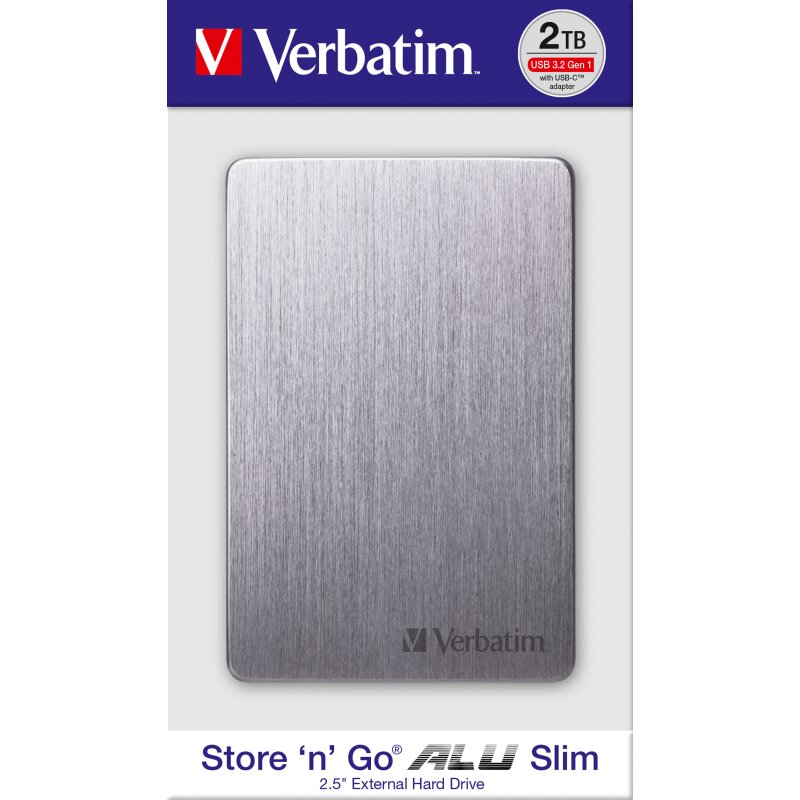 Verbatim Festplatte 2TB USB 3.2, A-C, 6.35cm (2.5''), grau