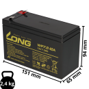 Battery set for Lifta stairlift Genesis np7-12fr, 2 x 12v 7.2Ah lead agm KuLo