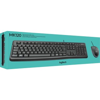 Logitech Tastatur/Maus Set MK120, USB, schwarz