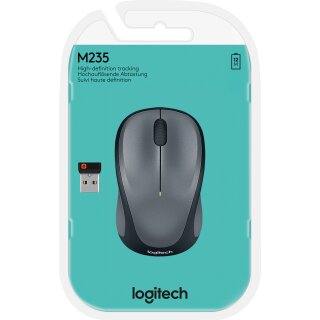 Logitech Maus M235, Wireless, Unifying, grau