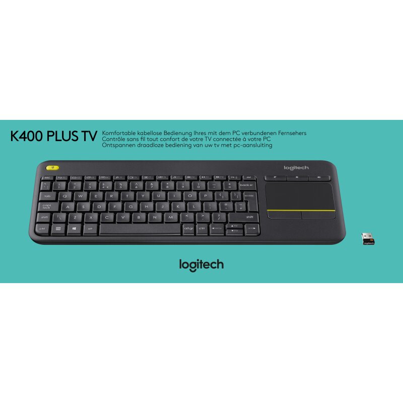 Logitech Tastatur K400, Wireless, Unifying, schwarz