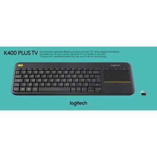 Logitech Tastatur K400, Wireless, Unifying, schwarz