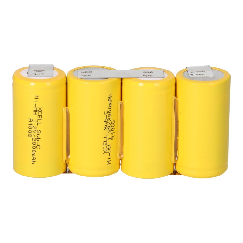 XCell Sub-C NiMH Akku 4,8V / 2000mAh - 4er Reihe Für Werkzeuge & Haushaltsgeräte