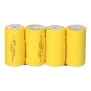 series of 4 batteries Sub-C 2000mAh 4.8v NiMH with soldering flanges slanted