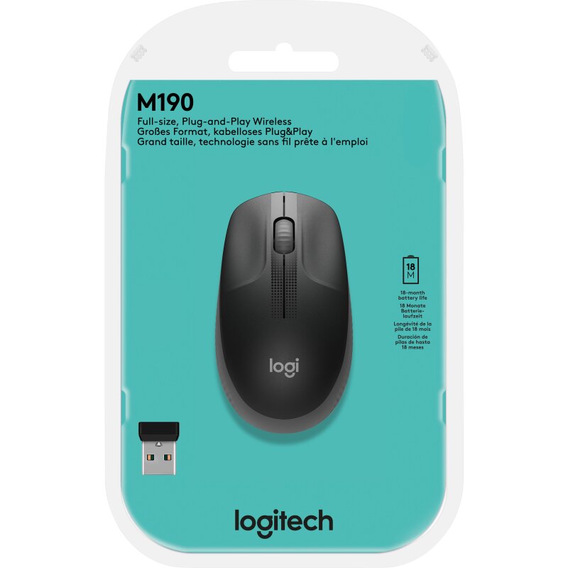 Logitech Maus M190, Wireless, anthrazit