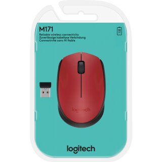 Logitech Maus M171, Wireless, rot