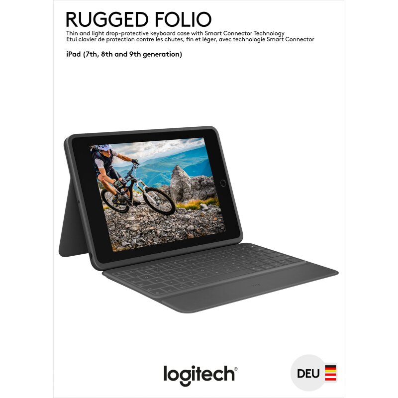 Logitech Rugged Folio Tastatur und Hülle für iPad 7 / 8 / 9 - Grafit | Zustand: Gut | mit Garantie - Bild 4