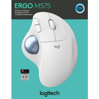 Logitech Maus M575, Ergo, Wireless, Unifying, Bluetooth, weiss