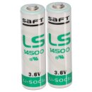 2x Saft Lithium 3,6V Batterie LS 14500 AA - Zelle