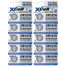 10x CR1216 XCell Lithium-Knopfzelle 3V (2x 5er Pack)