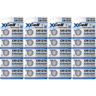 20x CR1216 XCell Lithium-Knopfzelle 3V (4x 5er Pack)