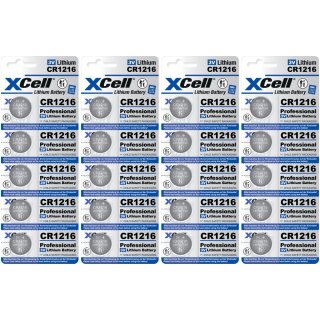 20x CR1216 XCell Lithium-Knopfzelle 3V (4x 5er Pack)