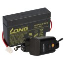 Ladegerät mit 1x Blei-Akku 12V 0,8Ah WP0.8-12 JST-Stecker