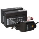 Ladegerät mit 2x Blei-Akku 12V 0,8Ah 12LS-0.8 JST-Stecker