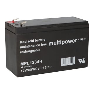 Multipower MPL1234H-V0 AGM Hochstrom-Longlife-Akku 12V 8,5Ah – F6,3 mm