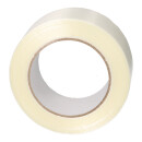 Filament adhesive tape roll: 50 mm x 50 running meters transparent, longitudinally reinforced