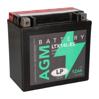 Batterie AGM 12V 12Ah für Motorrad Startbatterie MA LTX14L-BS