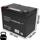 Multipower Lead acid battery mp36-12c 12v 36Ah cycle proof, m6 female thread