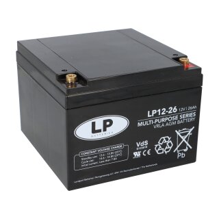 Landport Bleiakku 12V 26Ah AGM Batterie NSA LP12-26 T12 VdS