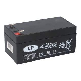 Landport LP12-3.4 12V 3,4Ah VRLA AGM Bleiakku T1, VdS G124021