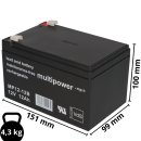 Multipower Lead battery mp12-12b Pb 12v 12Ah VdS g114091,...