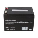 Multipower Blei-Akku MP15-12C Pb 12V 15Ah Zyklenfest, Faston 6,3