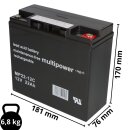 Multipower Lead acid battery mp22-12c Pb 12v 22Ah cycle proof m6 female thread