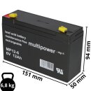 Multipower Blei-Akku MP12-6 Pb 6V 12Ah Faston 4,8mm