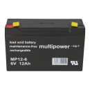 Multipower Lead-acid battery mp12-6 Pb 6v 12Ah Faston 4,8mm