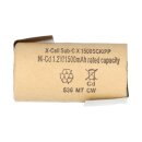 XCell Battery Sub-C 1.2v 1500mAh 1500sck cardboard casing...